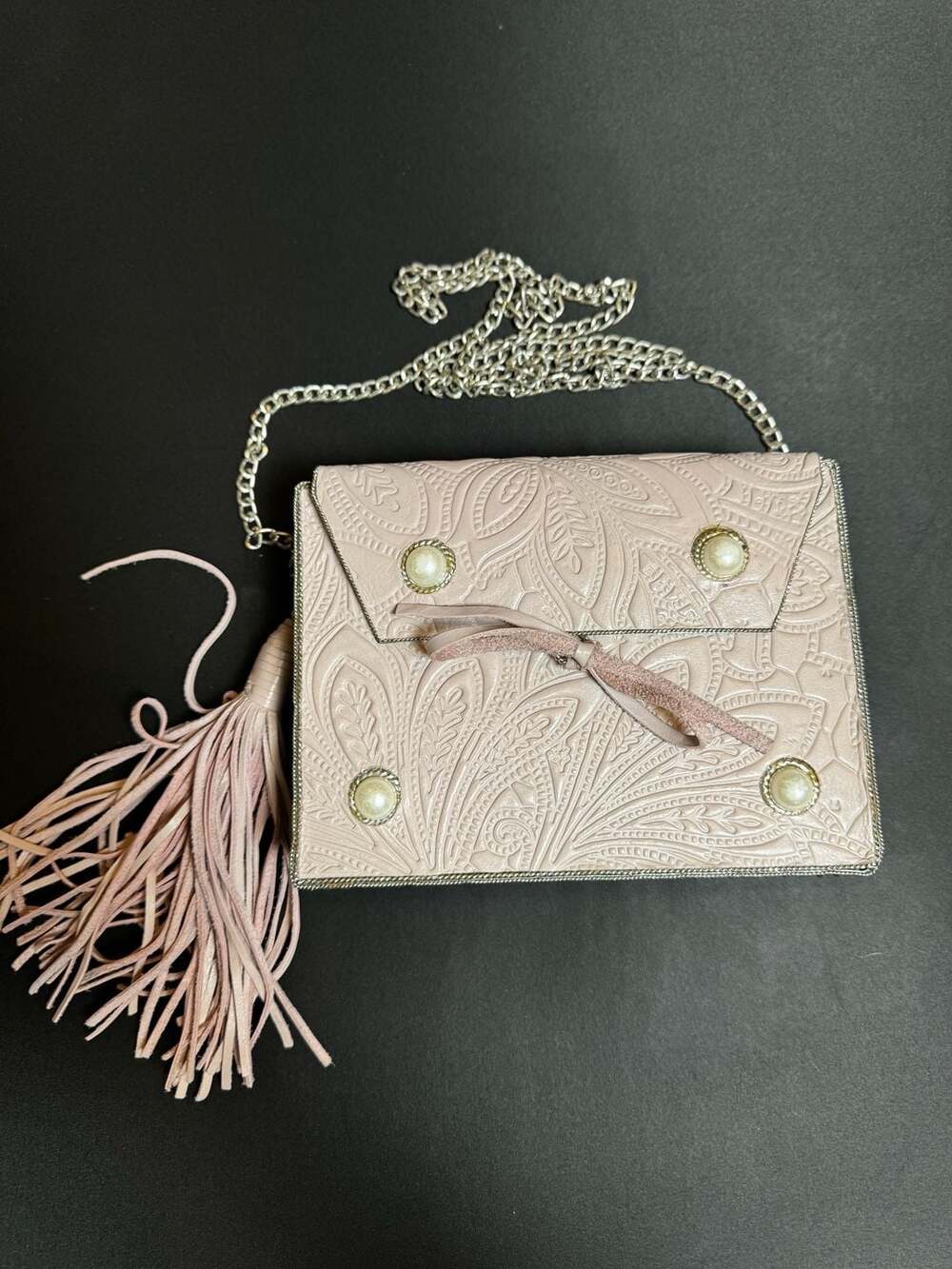 Sam Edelman Gianna Mini Metal Box Crossbody Bag with Leather Overlay and Tassel